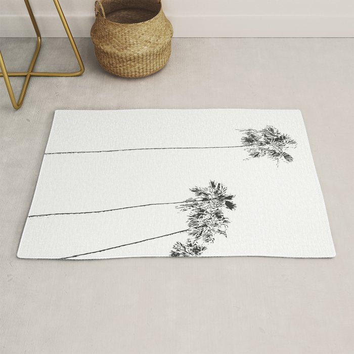 Minimal Black and White Palm Trees Rug Gallery Image 1