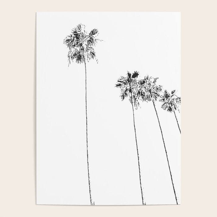 Minimal Black and White Palm Trees Poster Gallery Image 1
