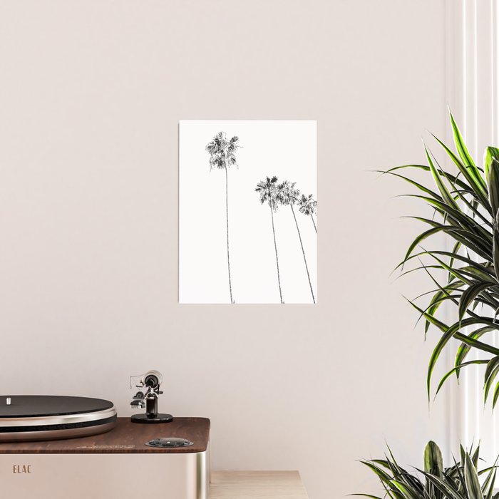 Minimal Black and White Palm Trees Poster Gallery Image 2