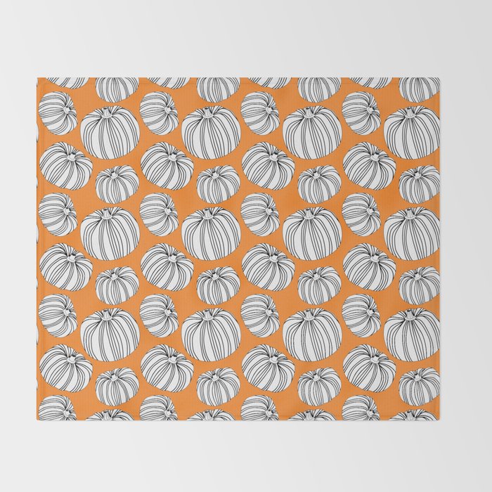 Autumn pumpkin vegetable art pattern Throw Blanket Gallery Image 2