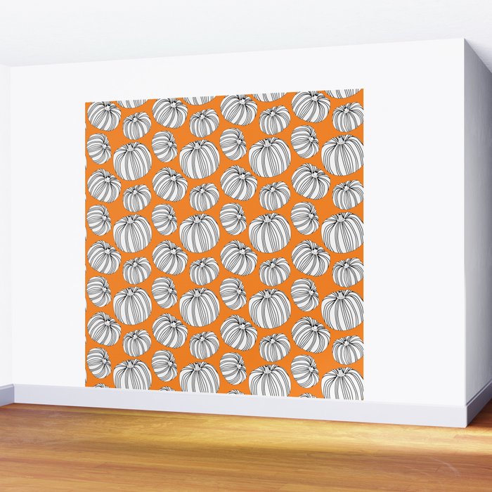 Autumn pumpkin vegetable art pattern Wall Mural Gallery Image 2