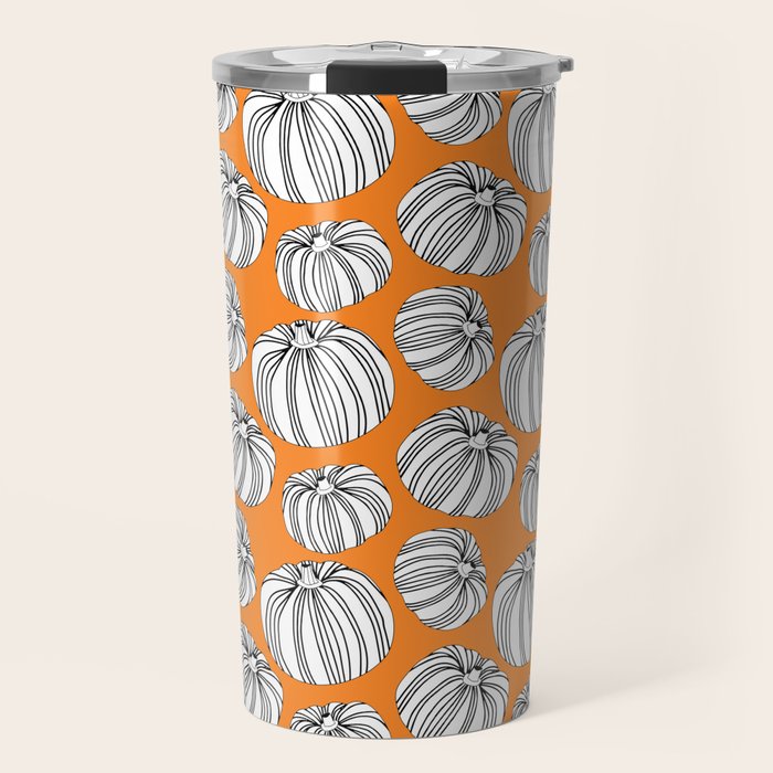 Autumn pumpkin vegetable art pattern Travel Mug Gallery Image 1