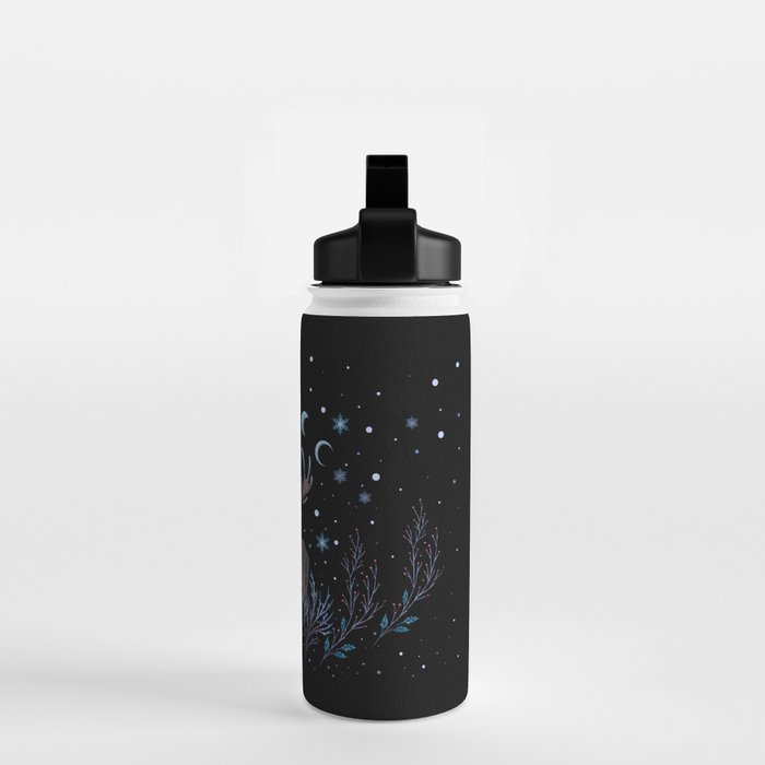 Deer in Winter Night Forest Water Bottle Gallery Image 2