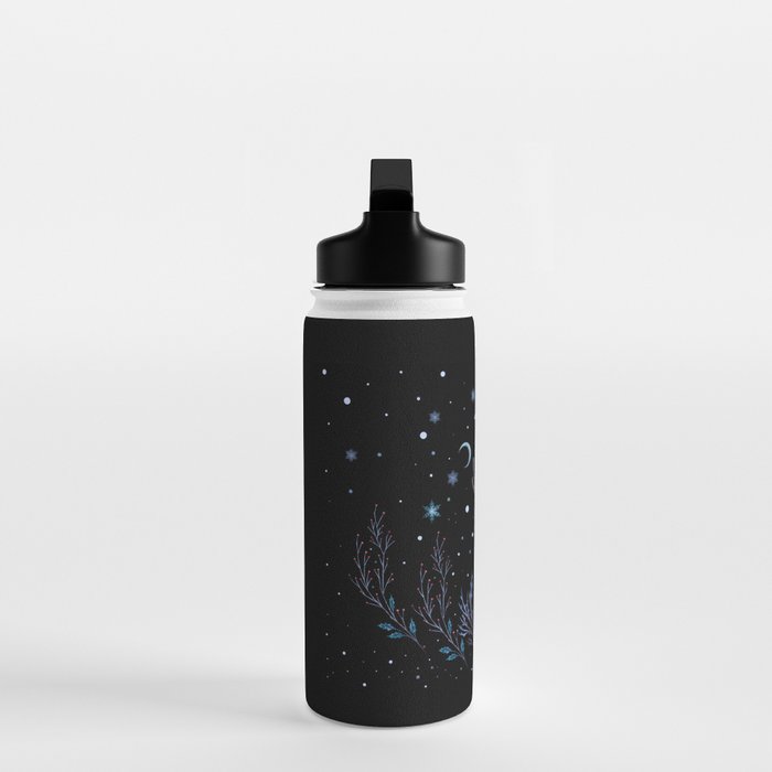 Deer in Winter Night Forest Water Bottle Gallery Image 3