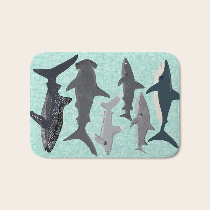 Sharks nature animal illustration texture print marine biologist sea life ocean Andrea Lauren Bath Mat Gallery Image 1