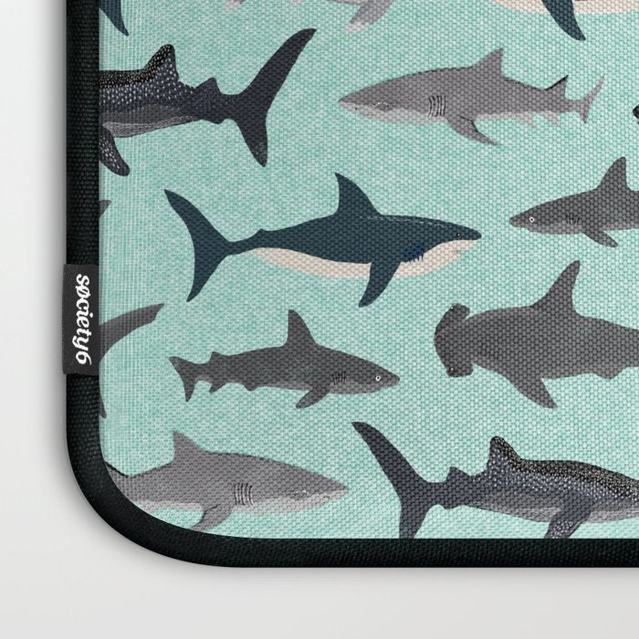 Sharks nature animal illustration texture print marine biologist sea life ocean Andrea Lauren Laptop Sleeve Gallery Image 3