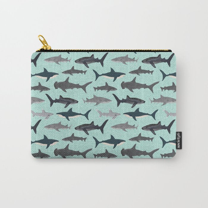 Sharks nature animal illustration texture print marine biologist sea life ocean Andrea Lauren Carry All Pouch Gallery Image 1