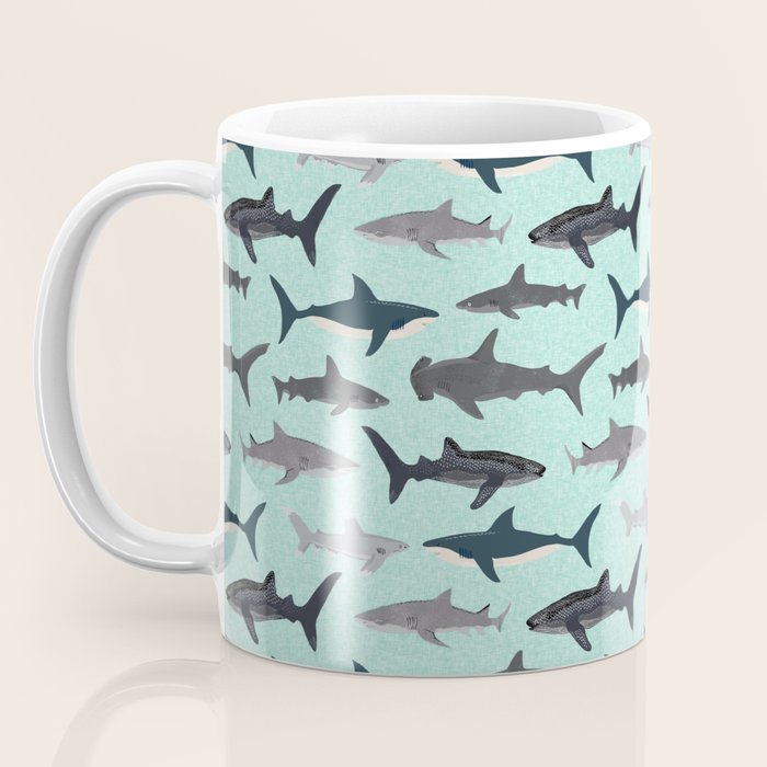 Sharks nature animal illustration texture print marine biologist sea life ocean Andrea Lauren Coffee Mug Gallery Image 3
