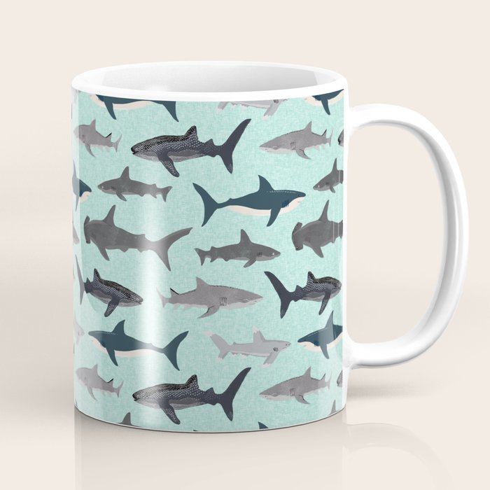 Sharks nature animal illustration texture print marine biologist sea life ocean Andrea Lauren Coffee Mug Gallery Image 1