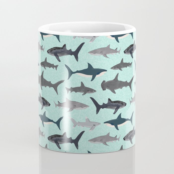Sharks nature animal illustration texture print marine biologist sea life ocean Andrea Lauren Coffee Mug Gallery Image 4