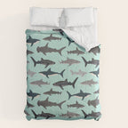 Sharks nature animal illustration texture print marine biologist sea life ocean Andrea Lauren Comforter Gallery Image 6