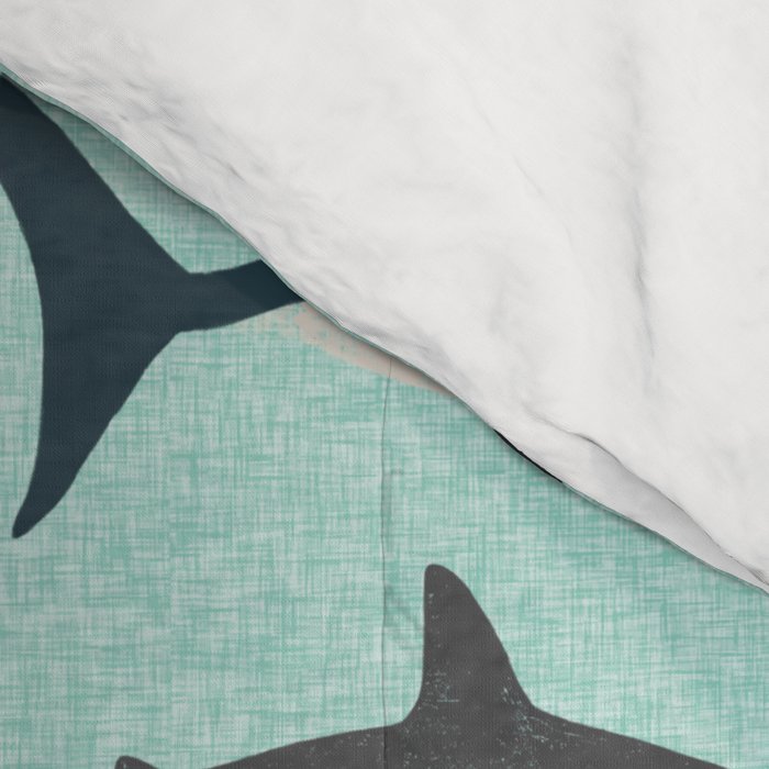 Sharks nature animal illustration texture print marine biologist sea life ocean Andrea Lauren Comforter Gallery Image 4