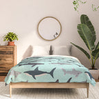 Sharks nature animal illustration texture print marine biologist sea life ocean Andrea Lauren Comforter Gallery Image 3