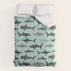 Sharks nature animal illustration texture print marine biologist sea life ocean Andrea Lauren Duvet Cover Gallery Image 6