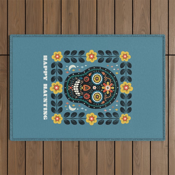 Happy Haunting | Day of Dead Skull Outdoor Rug Gallery Image 1