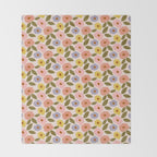 Muted Retro Ditsy Floral Pattern - Vintage Flowers Seamless Design Throw Blanket Gallery Image 2