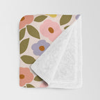 Muted Retro Ditsy Floral Pattern - Vintage Flowers Seamless Design Throw Blanket Gallery Image 3