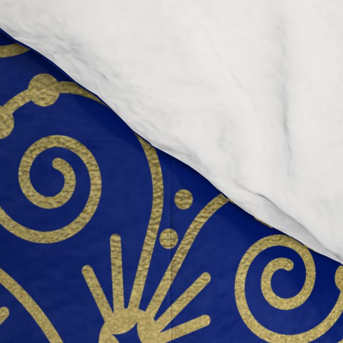 Moroccan Mandala - Gold Ink on Navy Comforter Gallery Image 4