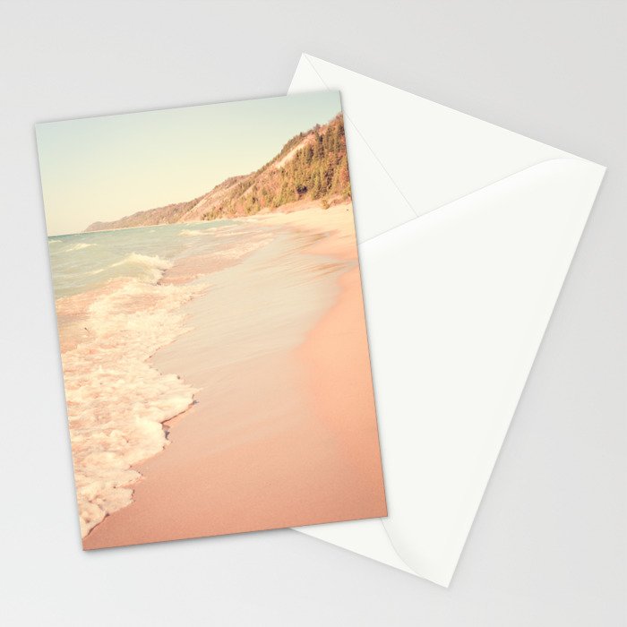 Her Mind Wandered Back and Forth With the Waves - michigan beach nature photograph Stationery Card Gallery Image 2