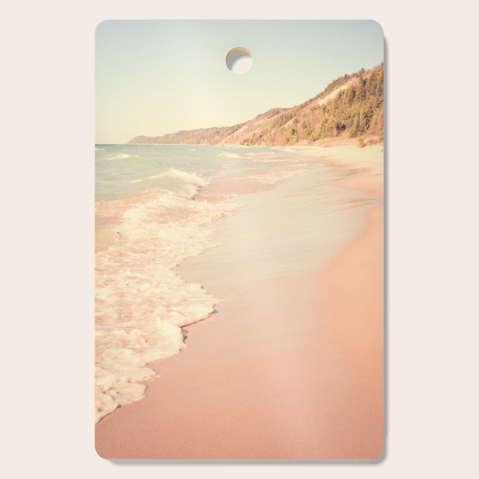 Her Mind Wandered Back and Forth With the Waves - michigan beach nature photograph Cutting Board Gallery Image 1
