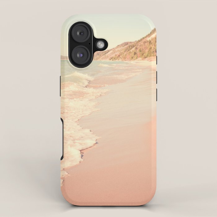 Her Mind Wandered Back and Forth With the Waves - michigan beach nature photograph iPhone Case Gallery Image 1