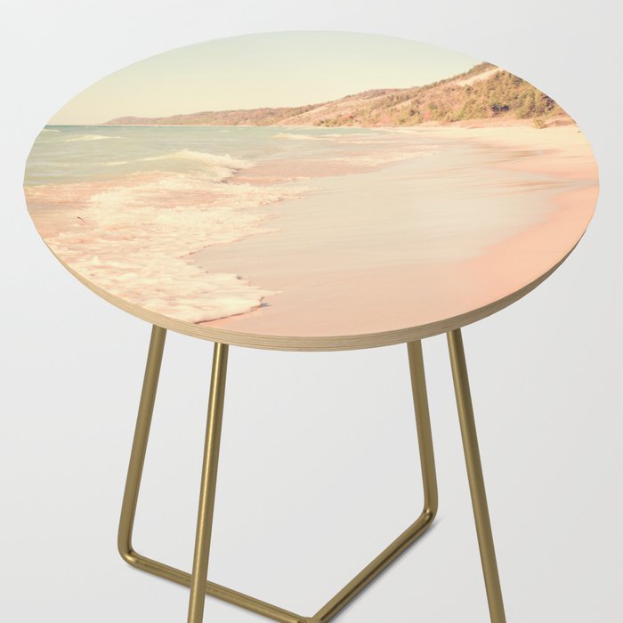 Her Mind Wandered Back and Forth With the Waves - michigan beach nature photograph Side Table Gallery Image 2