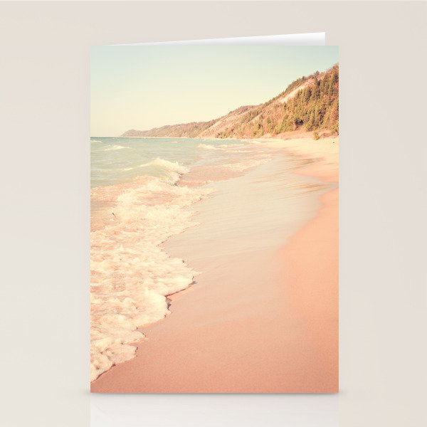 Her Mind Wandered Back and Forth With the Waves - michigan beach nature photograph Stationery Card Gallery Image 2