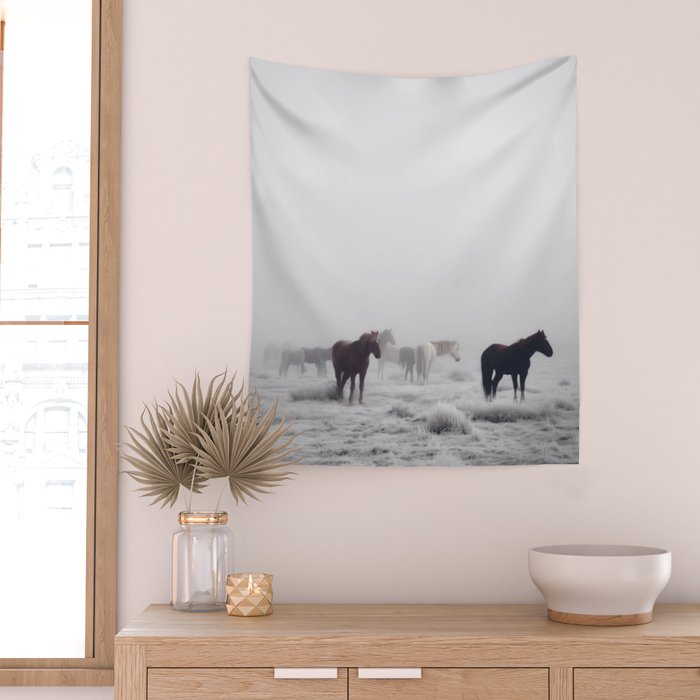 Horses in the Mist II Wall Tapestry Gallery Image 2