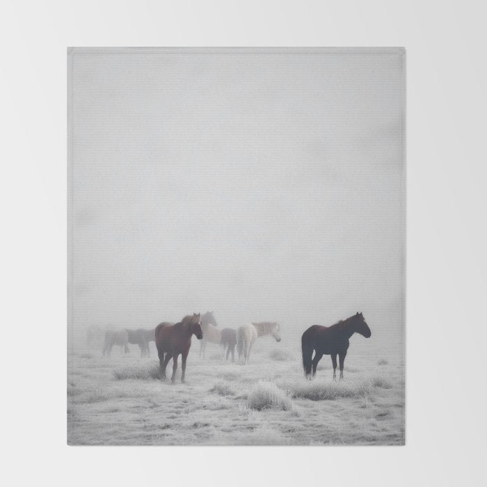 Horses in the Mist II Throw Blanket Gallery Image 2