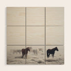 Horses in the Mist II Wood Wall Art Gallery Image 1