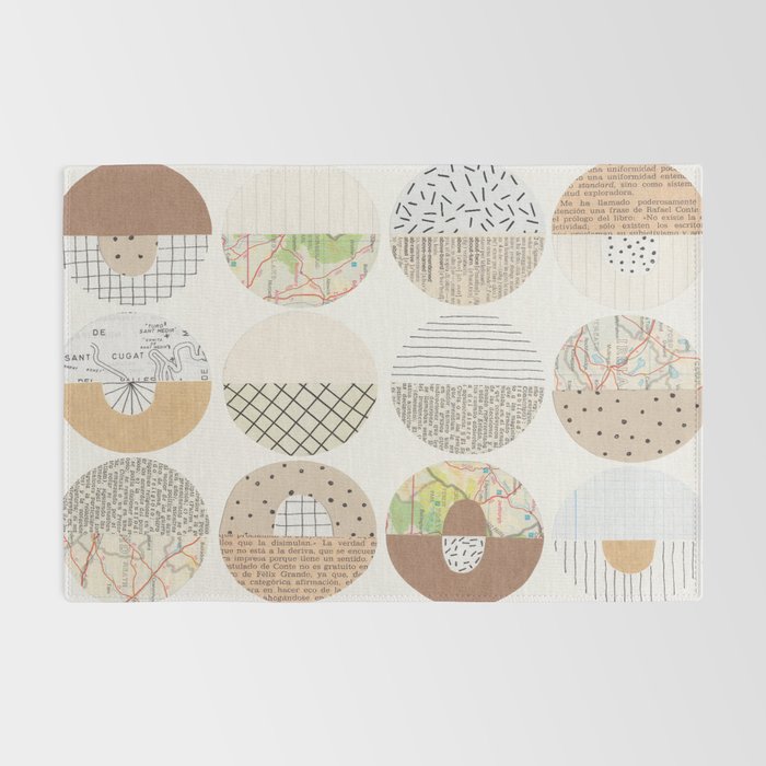 Patterned Circles: Maps & Kraft Paper Rug Gallery Image 2