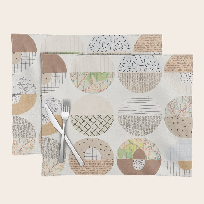 Patterned Circles: Maps & Kraft Paper Placemat Gallery Image 1