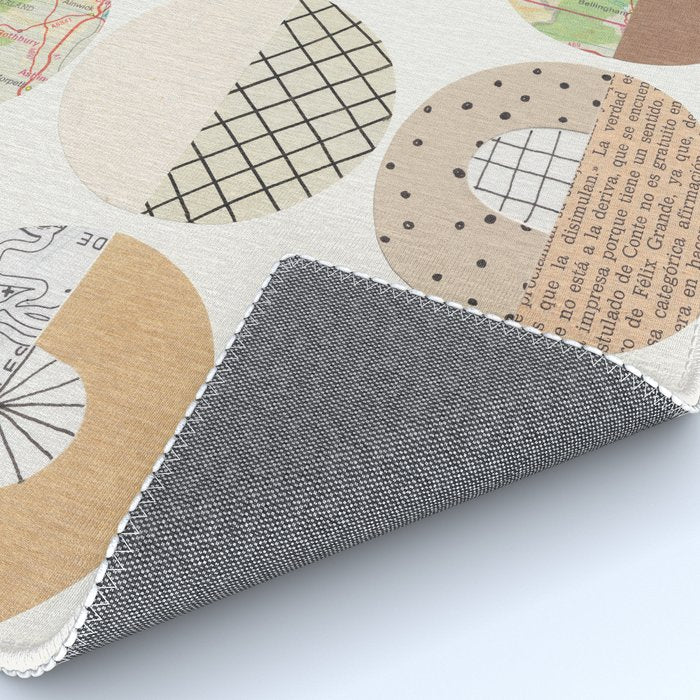 Patterned Circles: Maps & Kraft Paper Rug Gallery Image 4