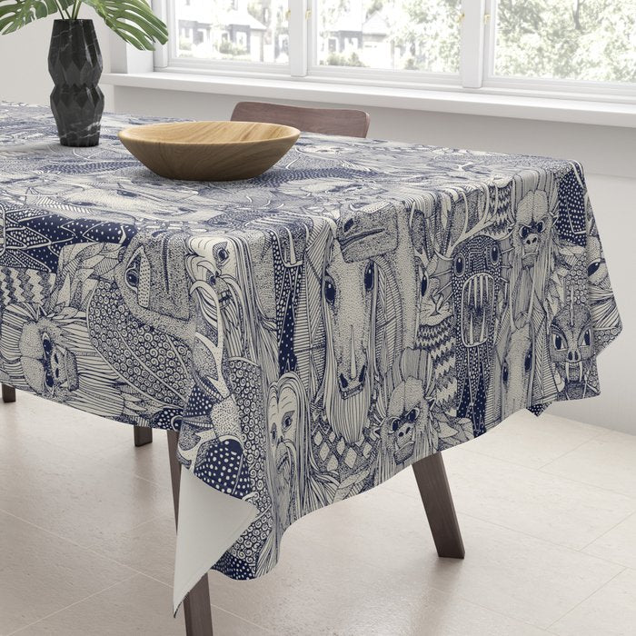 cryptid crowd blue off white Tablecloth Gallery Image 3