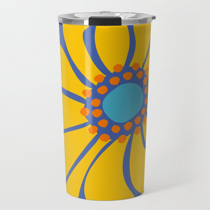 Groovy Yellow Flower Travel Mug Gallery Image 1