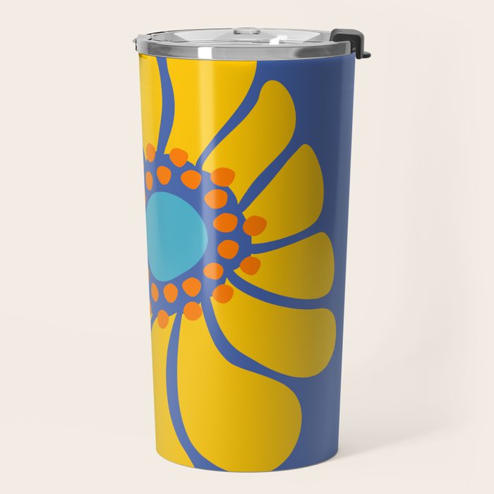 Groovy Yellow Flower Travel Mug Gallery Image 2