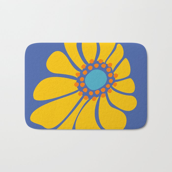 Groovy Yellow Flower Bath Mat Gallery Image 1