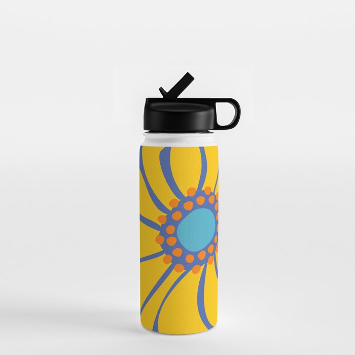 Groovy Yellow Flower Water Bottle Gallery Image 1