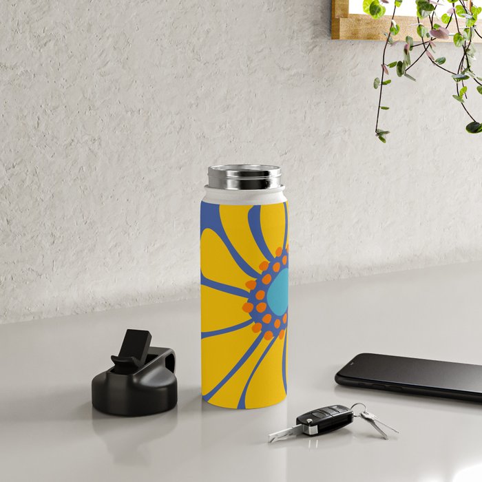 Groovy Yellow Flower Water Bottle Gallery Image 4