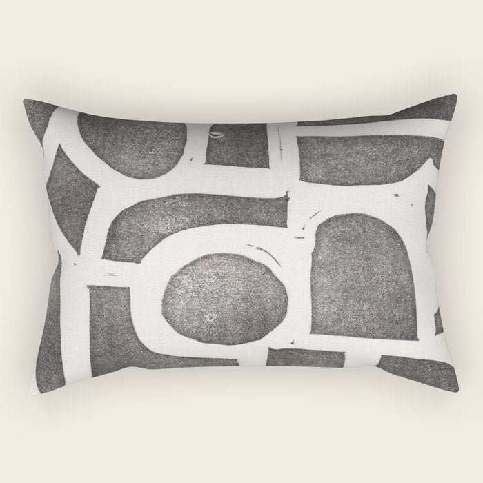 Linocut Abstract #2 Rectangular Pillow Gallery Image 1