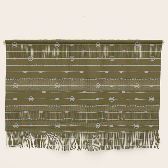 Olive Heritage Revival Stripes-Vintage Modern Elegance Wall Hanging Gallery Image 1