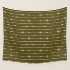 Olive Heritage Revival Stripes-Vintage Modern Elegance Wall Tapestry Gallery Image 4