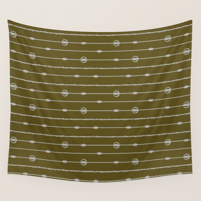 Olive Heritage Revival Stripes-Vintage Modern Elegance Wall Tapestry Gallery Image 4