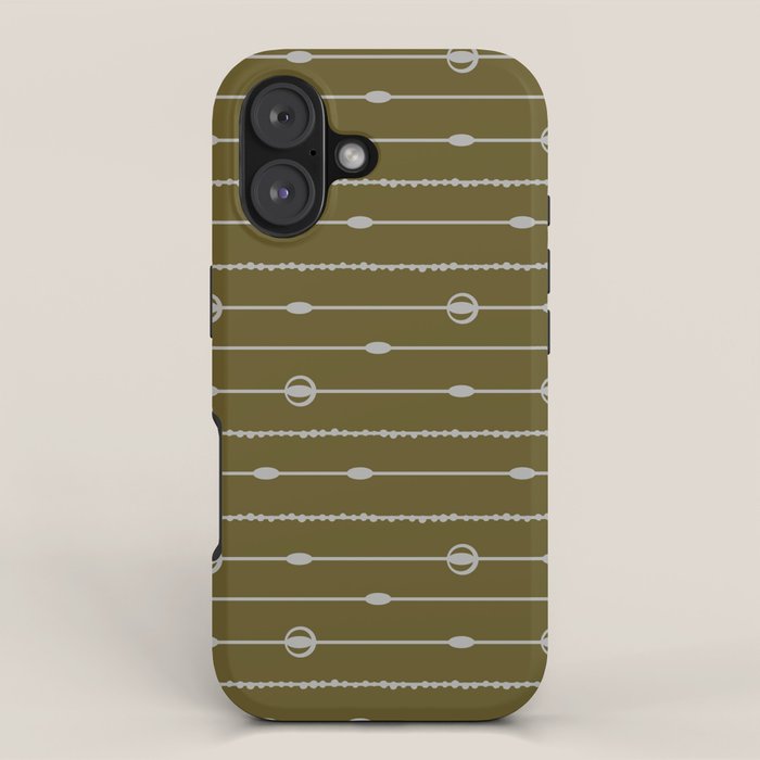 Olive Heritage Revival Stripes-Vintage Modern Elegance iPhone Case Gallery Image 1