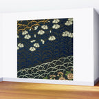 Antique White, Pink and Blue Floral Japanese Silk Print Wall Mural Gallery Image 2