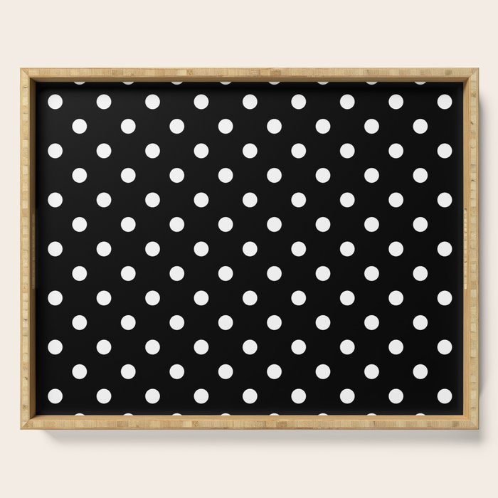 Classic Black & White Polka Dots Pattern Serving Tray Gallery Image 1