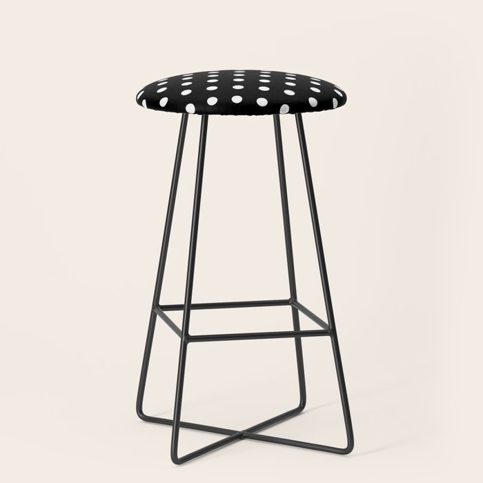 Classic Black & White Polka Dots Pattern Stool Gallery Image 1