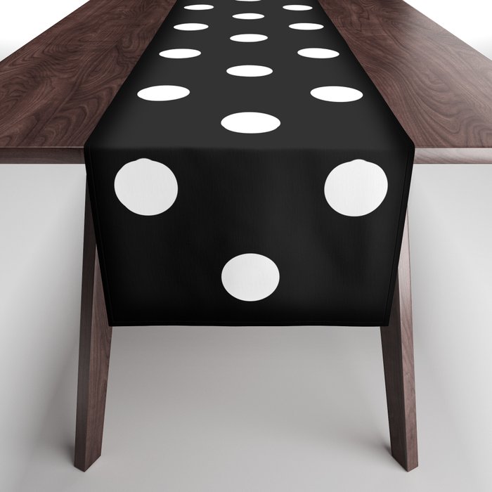Classic Black & White Polka Dots Pattern Table Runner Gallery Image 1