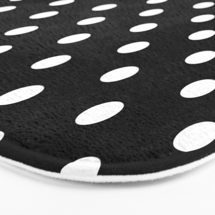 Classic Black & White Polka Dots Pattern Bath Mat Gallery Image 3