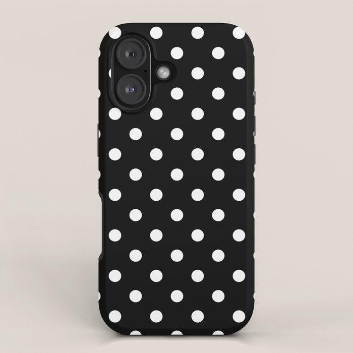 Classic Black & White Polka Dots Pattern iPhone Case Gallery Image 1